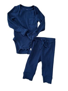 GAP Navy Ribbed Two-Piece Bodysuit & Jogger Set